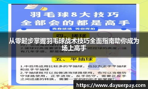 从零起步掌握羽毛球战术技巧全面指南助你成为场上高手